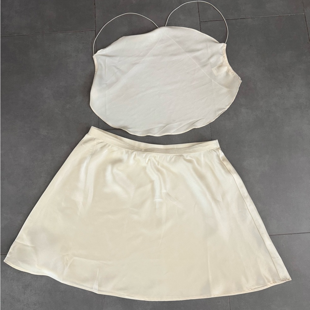 Elegant Cream Two-Piece Set size medium skirt and matching backless top